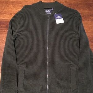 Topman Army Green Bomber Sweater Jacket. NWT.
